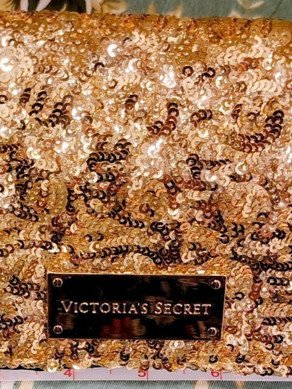 Victoria’s Secret Gold Sequin Embellished Clutch Purse Wallet NWOT